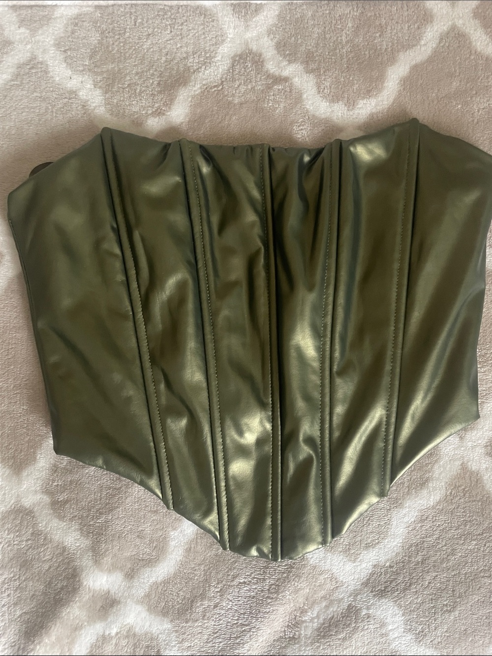 Windsor Olive Green Faux Leather Corset Top